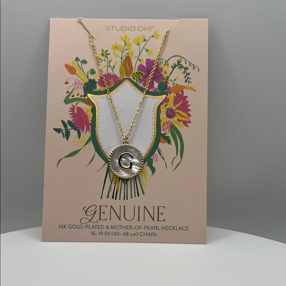 1206. Studio Oh!‎ Gold-Plated Necklace with Mother-of-Pearl Initial G